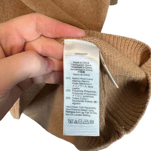 Madewell Polo Sweater Dress Tan Neutral Small Merino Wool Blend Preppy - Picture 5 of 6